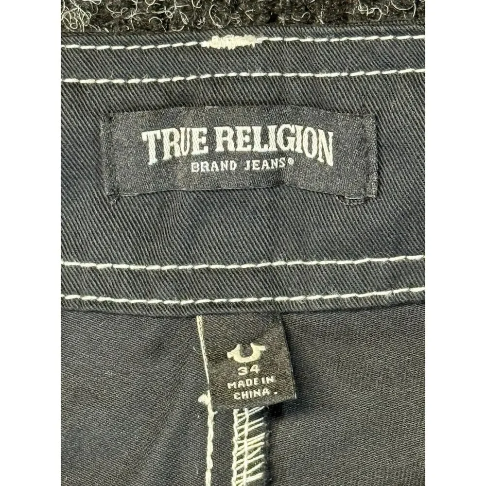 True Religion Men's Black Twill Cargo Pants 34